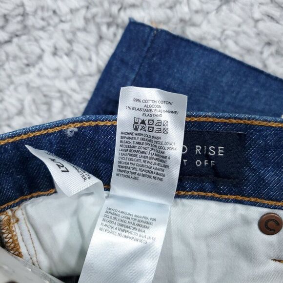 Lucky Brand Mid Rise Cut Off Shorts Women's Size 4 27 Dark Wash Blue Dawn - Picture 7 of 11